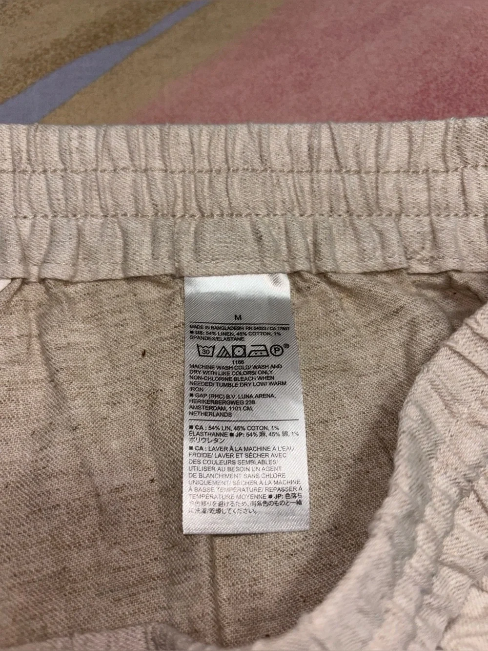 Banana Republic straight high rise Wide Leg  Pants Linen Blend Tan/Beige size M
